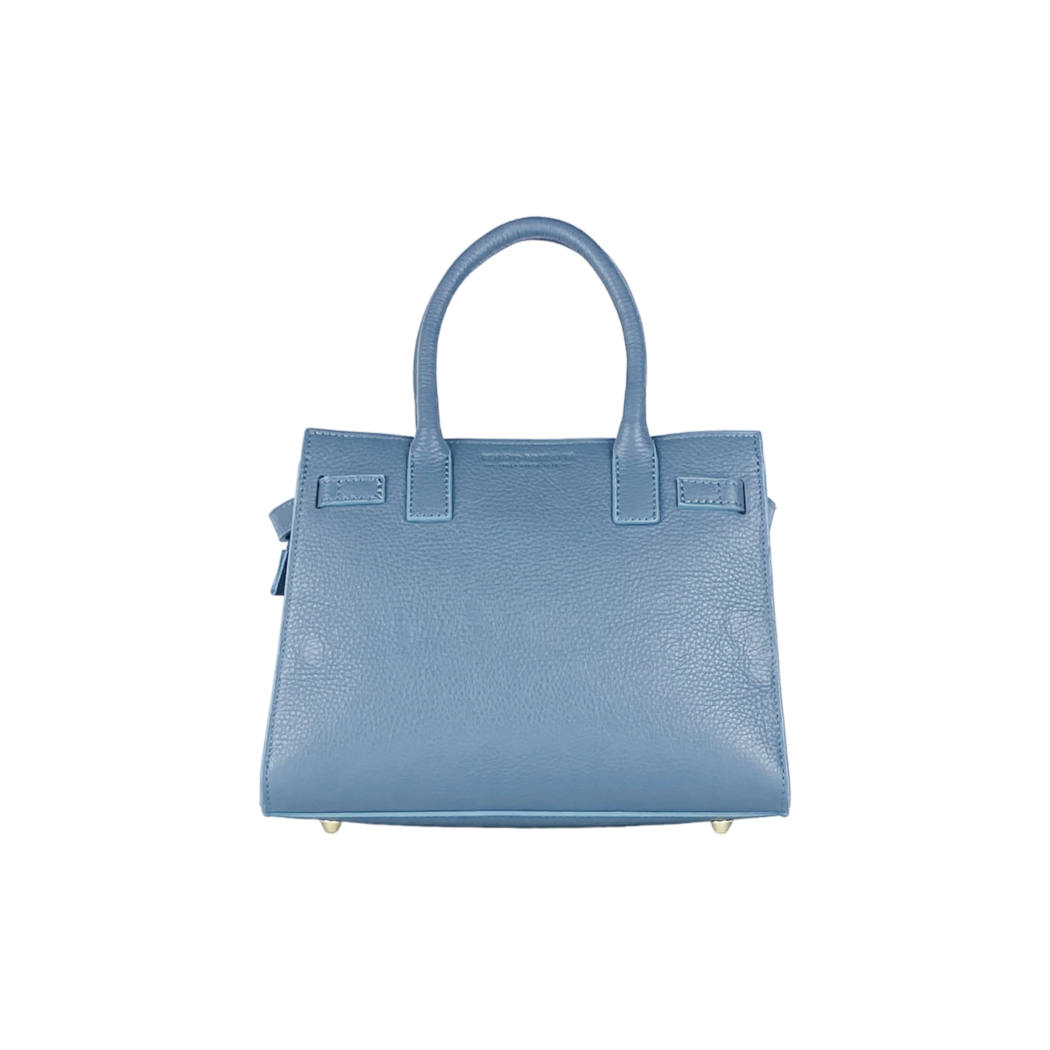 Women's handbag in genuine leather Made in Italy with removable shoulder strap. -Air force blue color